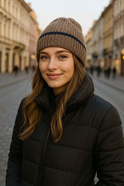 BALIENTE Tricotaj cu dungi maro Beretă pentru femei