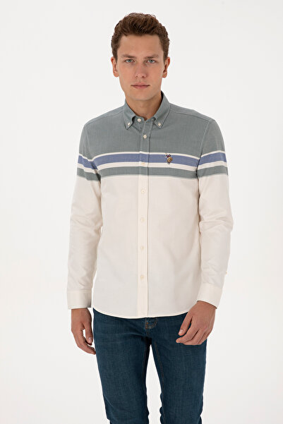 U.S. Polo Assn. Men's Shirt On Beige With Logo And Texture