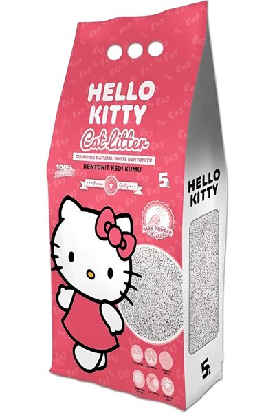 Hello Kitty Cat Litter 5L – Baby Powder Scent, Fast Clumping, Low Dust, Natural White Bentonite, Gentle on Cats