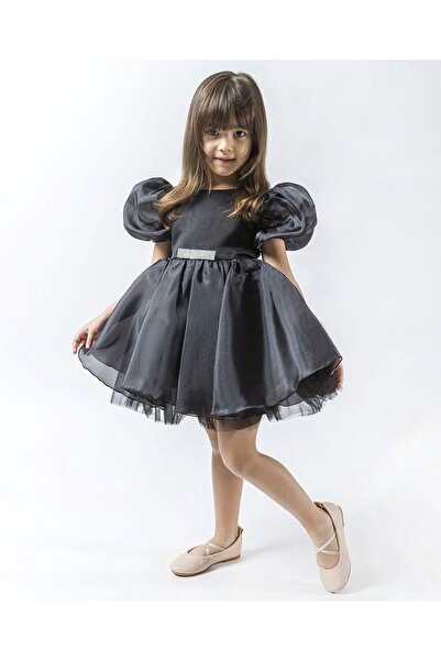 Lunas tekstil Doğum Günü Düğün Özel Gün Parti Organze Kumaş Balon Kol Elbisesi