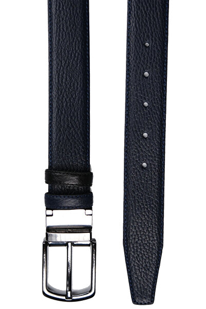 CüzCan Справжня шкіра Спеціальний двосторонній 3,5 см чоловічий ремінь ЧОРНИЙ - СИНІЙ