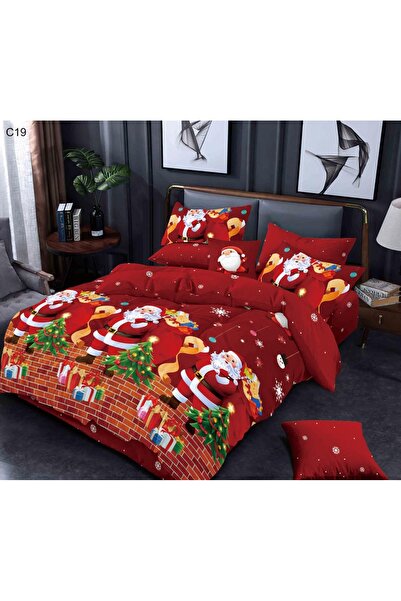OEM Double Bed Linen, Fitted Sheet, Finet Fabric, 6 Pieces - Christmas Print