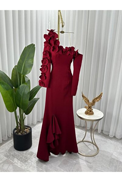 NARCISSUS FASHION Long red mermaid evening dress