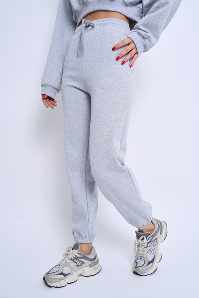 EMBA KORSE Women's Cotton Lined Sh Fleece-Lined Tracksuit Set Crew Neck Crop 3 Thread Tracksuit Set