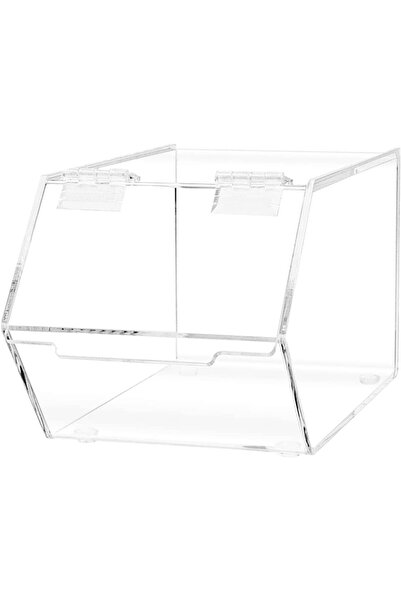 Slasa Clear Acrylic Candy Bin 12.7x22.9x12.7cm with Hinged Lid for Bakery & Store Use