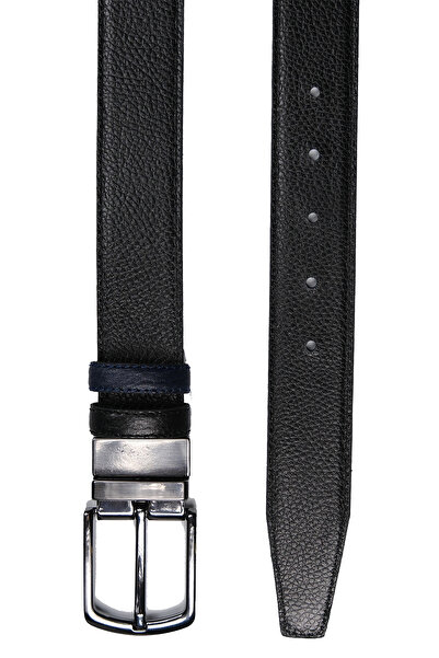 CüzCan Справжня шкіра Спеціальний двосторонній 3,5 см чоловічий ремінь ЧОРНИЙ - СИНІЙ