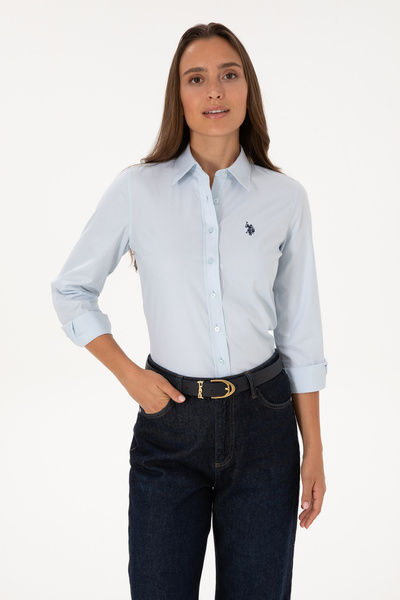 U.S. Polo Assn. Women's Light Blue Shirt With Embroidered Logo