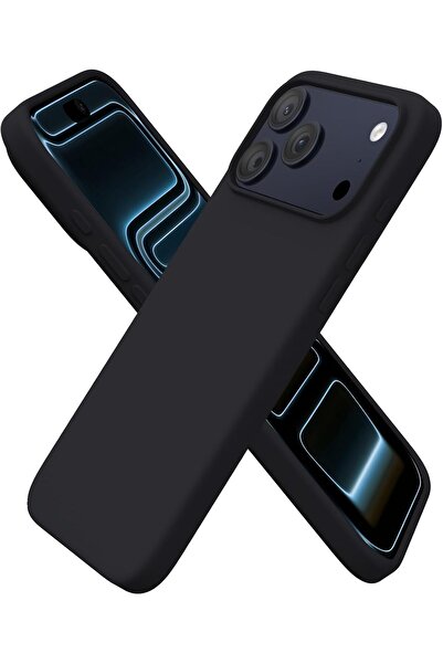 USIDE غطاء 17 Pro Max مخملي من الداخل مقاوم للصدمات وغطاء لاسمان مرتفع للكاميرا - أسود