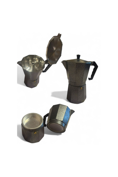 MOKA Steel coffee maker, 12 espresso cups, for stovetop, ergonomic handle, metallic gray color