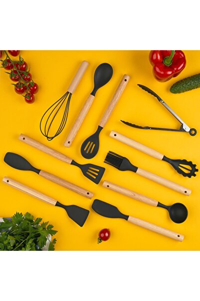 Onuvio Σετ σκευών κουζίνας 12 τεμαχίων, μικρό μέγεθος XS 500g, σιλικόνη, ανθεκτικό στη θερμότητα, Mini Size - Μαύρο