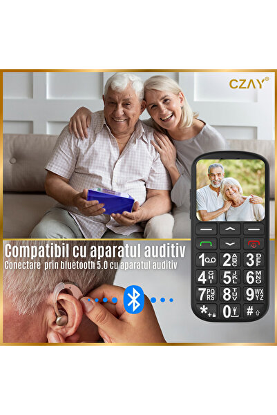 CZAY Seniors Mobile Phone Large Keys, Color Screen, Adjustable Volume, Radio, Menu in Romanian, Hungarian, English