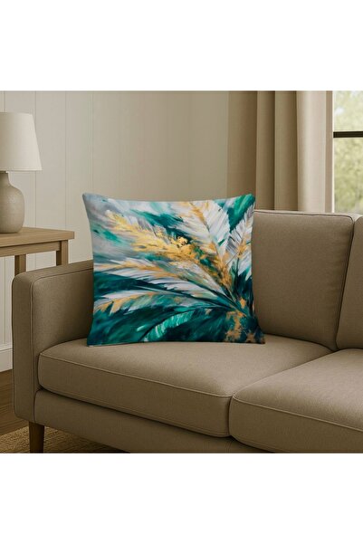MİNOZA Digital Printed Leaf Patterned Decorative Throw Pillow Cover