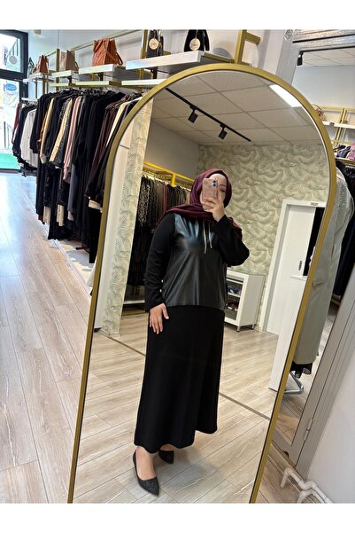 diğerr1 Deri Detay Elbise