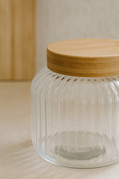 Bohemian Doğal Bambu Kapaklı Cam Kavanoz – 3000 ml