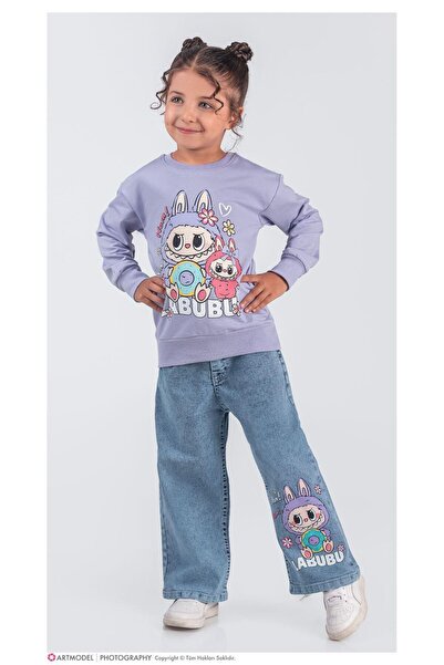 ÖRZİKİDS Girl's Set, 3/10 Years Old, Jeans, Sweatshirt, 2 Pieces