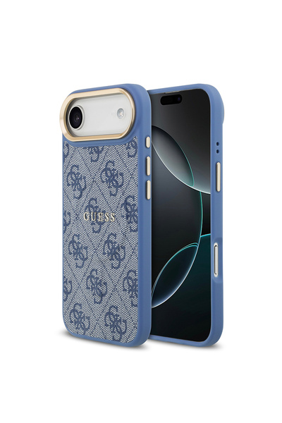 Guess iPhone 17 Air Kılıf Lisanslı M-safe Şarjlı Gold Kamera Çerçeveli PU Der...