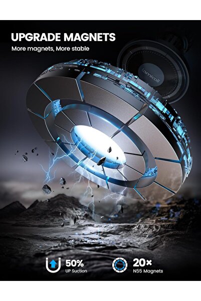 Lamicall حامل هاتف مغناطيسي للسيارة من ماج سيف - لوحة زجاجية عالية الدقة (أسود)