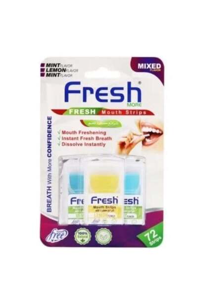 FRESH&MORE شرائح معطره للفم بنكهة النعناع والليمون من فريش مور , 72 حبه