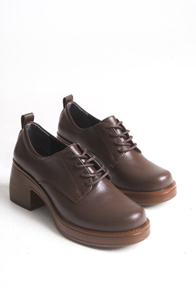 Shoesers Women's Special Design Platform Heeled Elegant Lace-Up Loafer Moccasin Shoes