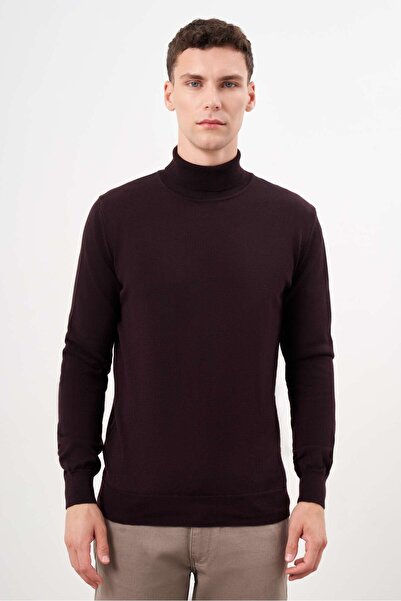 Morven Men's Purple Basic Turtleneck Dynamic Fit Comfortable Cut Knitwear