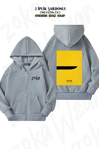 ZOKAWEAR Унісекс Kill Bill v3 з принтом Oversize з принтом на спині, на блискавці, з капюшоном