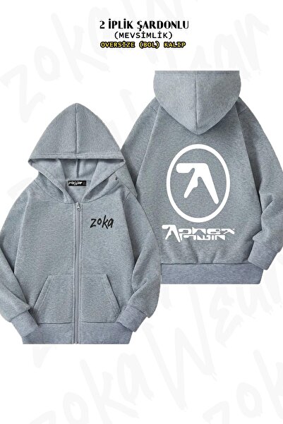 ZOKAWEAR Унісекс Aphex Twin Спеціальний принт Oversize Принт на спині Куртка з капюшоном на блискавці