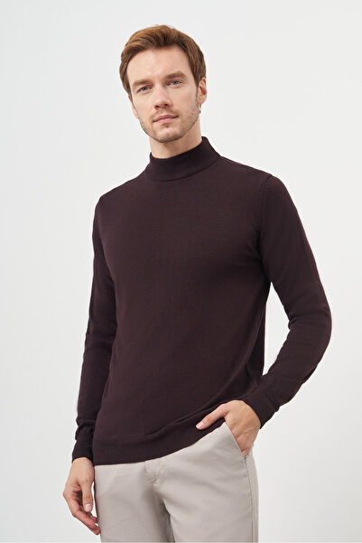 Morven Men's Purple Basic Half Turtleneck Dynamic Fit Comfortable Cut Knitwear