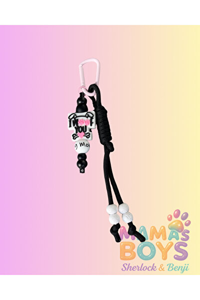 Dog Mom Yazılı Paradord Çanta Aksesuarı - Charm - Anahtarlık