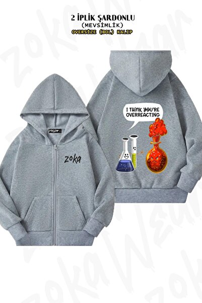 ZOKAWEAR سترة كيميائية للجنسين تحمل عبارة You Are Overreacting مطبوع قصة فضفا...