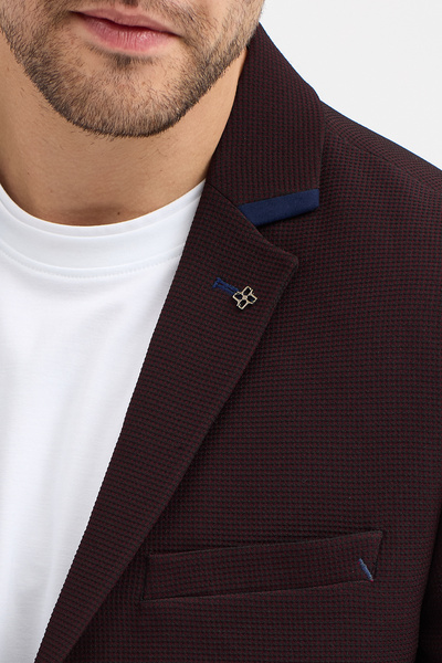 Frappoli Avr Zoro Men's Dark Burgundy Polyviscon Fabric Flexible Slim Fit Sports Blazer Jacket