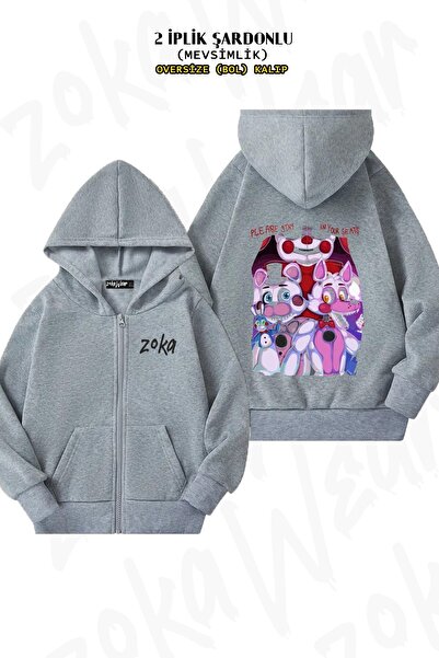 ZOKAWEAR Unisex Fnaf, Sister Location cu imprimeu supradimensionat Cardigan c...