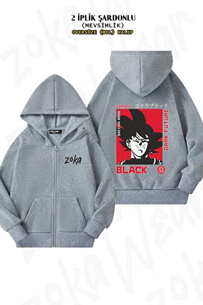 ZOKAWEAR Cardigan unisex Dragon Ball Son Goku Super Saiyan Dark cu imprimeu s...