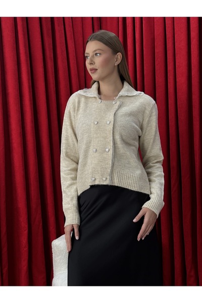 Neva Wear Elegant Lace Collar Buttoned Knitwear Jacket