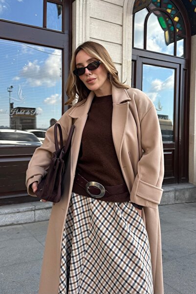 Laluvia Beige Tokyo Long Cashmere Coat - 408021