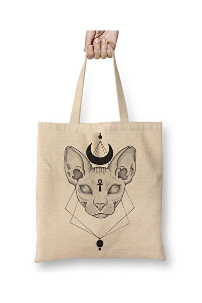 Toyaso Old Egypt Ancient Cats pisică Geantă de tote din pânză albă Geantă de ...