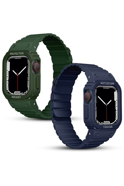 Lopard Apple Watch 7 41mm Kd-142 Silicone Band with Airbag Design Case Protector