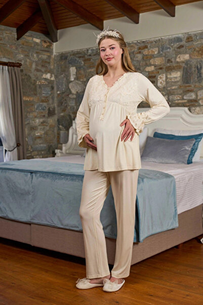 Kocabey Aqua 26328 Women's Long Sleeve Maternity Pajama Set