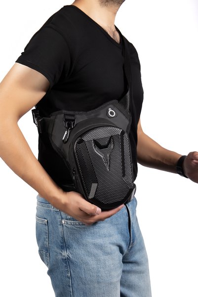 Niki Leather Motorcycle Leg Bag, Waist Bag and Crossbody Bag