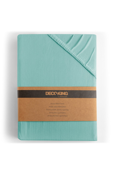 Deco King Fitted sheet, 100% cotton, 135 g/m2, Amber, 80-90 x 200 x 30 cm, light turquoise