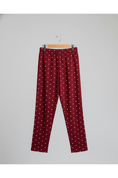 YusGos Women's Cotton Suede Tiny Heart Patterned Pajama Set (Red)