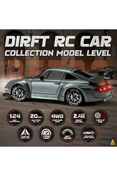 Generic Drift RC Car 1:24 Scale – 4WD High-Speed Remote Control Racing Car with LED Lights & USB Charging