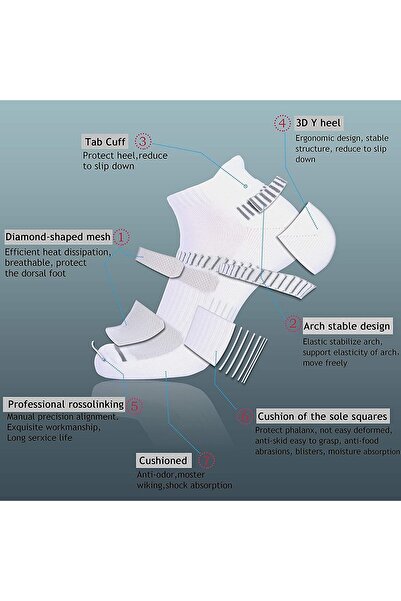 KASTWAVE Mens Ankle Socks, Low Cut Athletic Tab Socks for Men (6 Pairs, White)