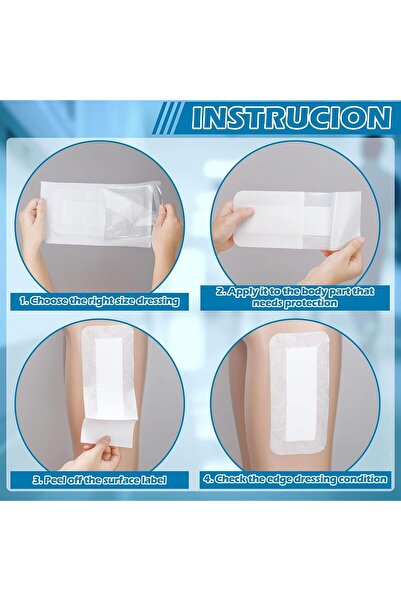 KASTWAVE 40 Pcs Waterproof Adhesive Island Dressing, 4 x 10 in Sterile Wound Dressings