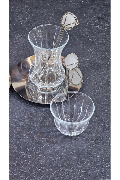 Turkish Store İstanbul 24 Pieces White Stone Tea Set