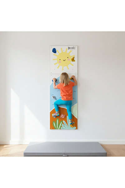 Pooki playroom Montessori Ahşap Tırmanma Duvarı dağ desenli 60x180 cm