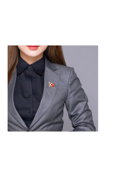 ABC Şık Türk Bayraklı Yaka Rozeti Kırmızı Kutulu