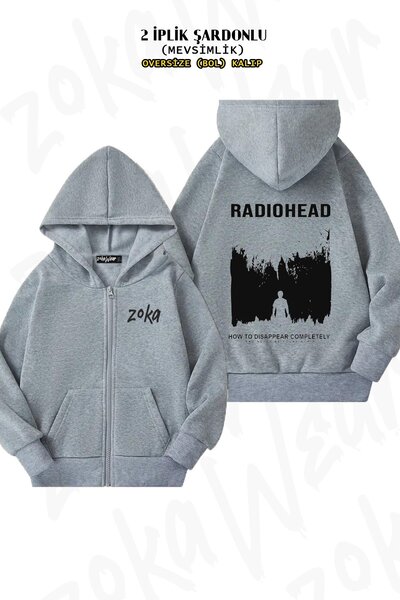 ZOKAWEAR Унісекс Radiohead Disappear з принтом Oversize з принтом на спині, на блискавці, з капюшоном
