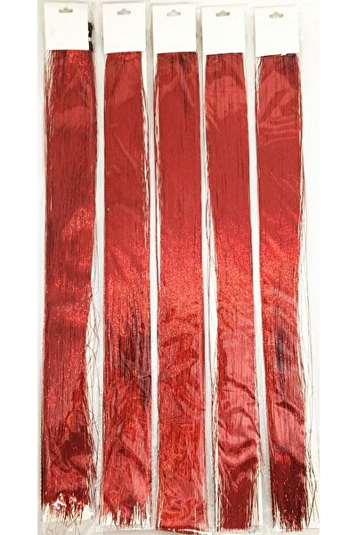 PRODİVA حبل شعر لامع مع مشبك لإكسسوارات الشعر - أحمر