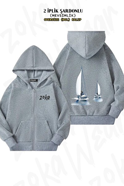 ZOKAWEAR سترة كارديجان بغطاء للرأس للجنسين من Yelken Deniz مطبوع قصة فضفاضة م...