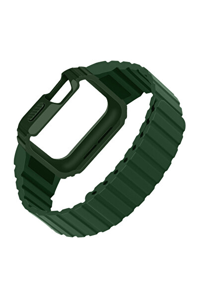 Lopard Apple Watch 7 41mm Kd-142 Silicone Band with Airbag Design Case Protector